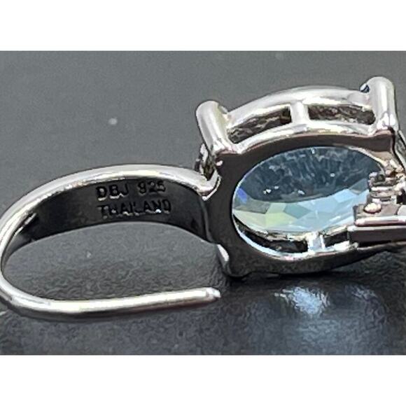 Designer DBJ Stamped Sterling Silver 925 Blue Topaz Lever Back Earrings New - Picture 11 of 12